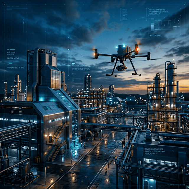 Drone Flight over Industry